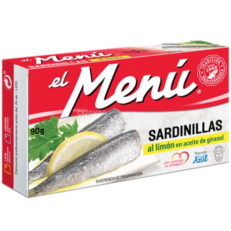 El Menu, 90 г, Сардины Средиземноморские, с лимоном, в подсолнечном масле