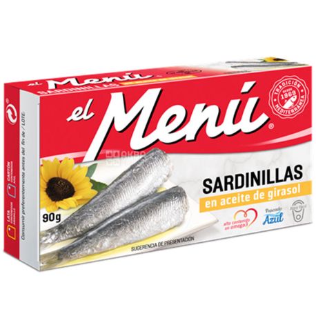 El Menu, 90 г, Сардины Средиземноморские, в подсолнечном масле
