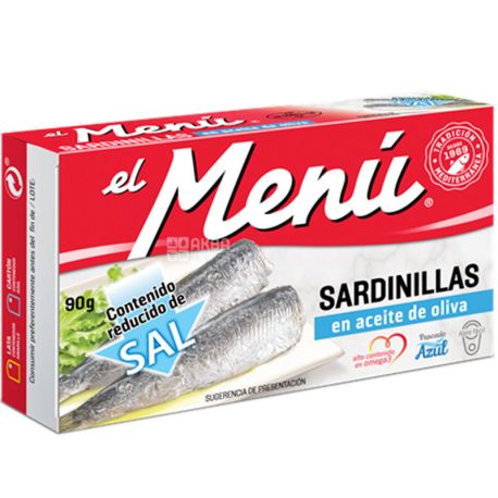 El Menu, 90 g, Mediterranean Sardines, in olive oil, with reduced salt content