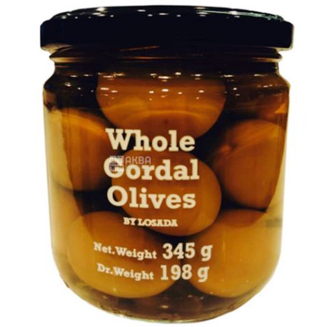 Losada,Whole Gordal Olives, Оливки маринованные Гордаль, 345 г