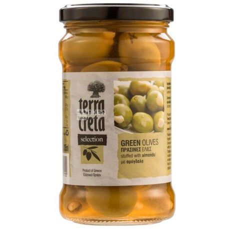 Terra Creta, Green olives with almonds, 315 ml