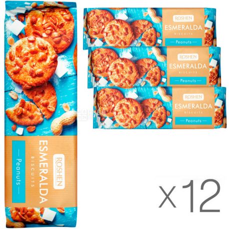 Roshen Esmeralda, 150 г, Упаковка 12 шт., Рошен, Печиво Есмеральда з арахісом