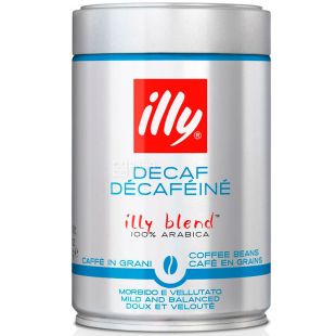illy Decaffeinato, 250 г, Кава в зернах середньго обсмаження без кофеїну Іллі, 100% арабіка, ж/б