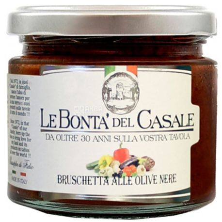Le Bonta del Casale, 212 мл, Ле Бонта дел Касале, Соус из черных оливок, для брускетты