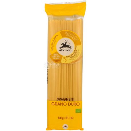 Alce Nero, 500 г, Альче Неро, Паста спагетти, из твердых сортов пшеницы
