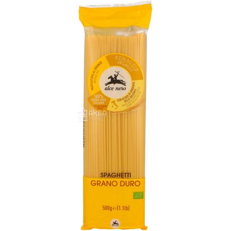 Alce Nero, 500 г, Альче Неро, Паста спагетті, з твердих сортів пшениці