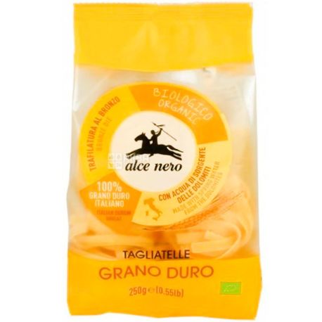 Alce Nero, Tagliatelle, 250 г, Альче Неро, Паста Тальятелле, з твердих сортів пшениці