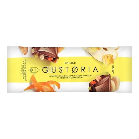 Світоч Gustoria, 100 г, Шоколад молочний, апельсин, марципан, арахіс, желейні шматочки