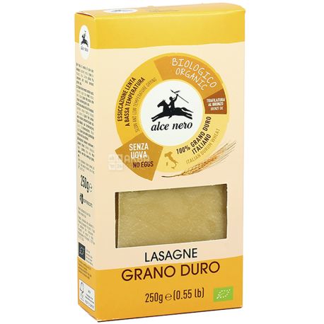 Alce Nero, Sasagne, 250 г, Лазанья з твердих сортів пшениці