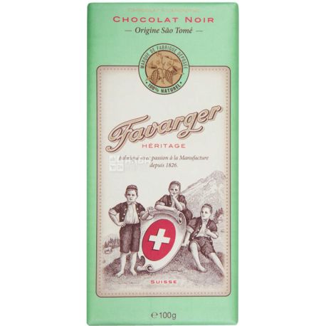 Favarger, Chocolate Noir Heritage, 100 g, Chocolate Black Favarger, 66%