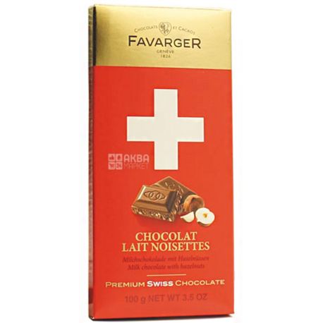 Favarger, Chocolate Lait Noisettes, 100 г, Шоколад Фаваргер, Молочный с карамелью и фундуком