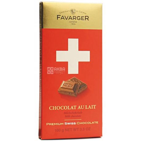 Favarger, Chocolate Au Lait, 100 г, Шоколад молочний Фаваргер
