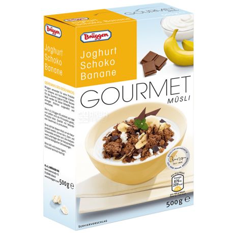 Bruggen, Gourmet Joghurt Shoko Banane, 375 г, Брюгген, Мюсли с йогуртом и бананом