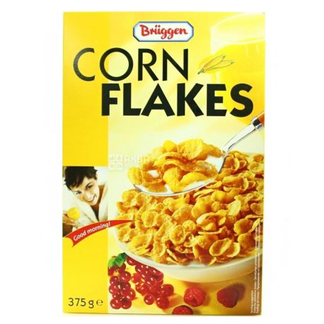 Bruggen, Corn Flakes, 375 г, Хлопья Брюгген, кукурузные, с медом и ягодами