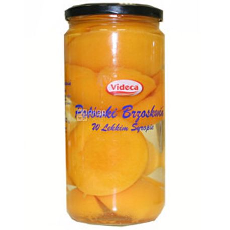 Videca, 720 мл, Відека, Половинки персика в легкому цукровому сиропі
