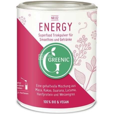Greenic, Energy, 100 г, Грінік, Суміш суперфудів
