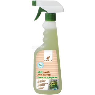 Tortilla, 450 мл, Тортилла, Средство для мытья стекол и зеркал, органическое, Спрей