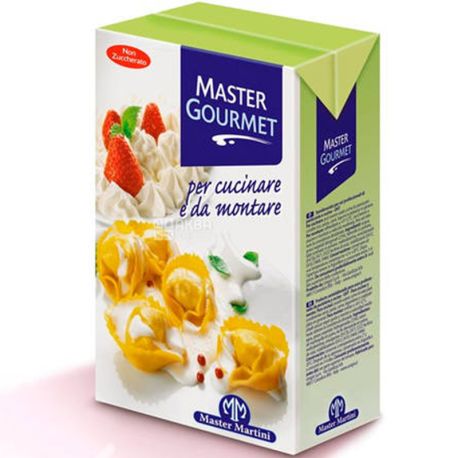 Master Martini, Gourmet, 1 л, Сливки растительные универсальные, без сахара, 26%, Мастер Мартини 