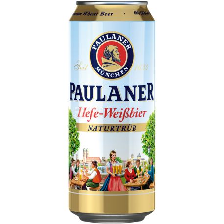 Paulaner Hefe-Weissbier, 0,5 л, Пауланер, Пиво пшеничне біле, нефільтроване, ж/б