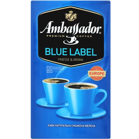 Ambassador, Blue Label, 230 г, Кава Амбассадор, середнього обсмаження, мелена