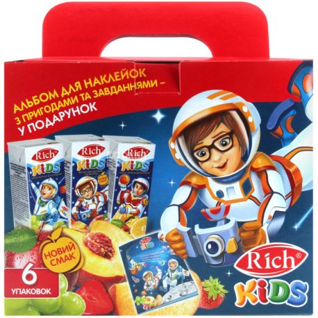 Rich Kids, Сік мультипак 6 шт. х 0,2 л + альбом для наклейок
