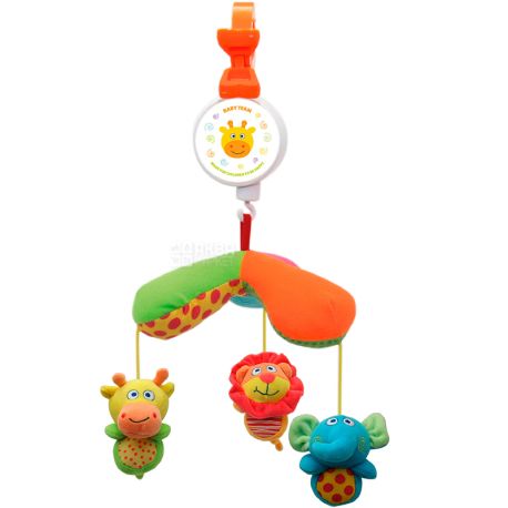 Baby Team, Музичний мобіль Бебі Тім, механічний, з м'якими підвісними іграшками, 0+