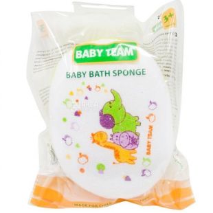 Baby Team, 1 шт., Губка-спонж для купания, Бэби Тим, хлопок, с 3-х месяцев