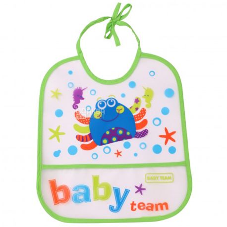 Baby Team, Нагрудник-слюнявчик Бэби Тим, влагонепроницаемый, в ассортименте, с 3-х месяцев