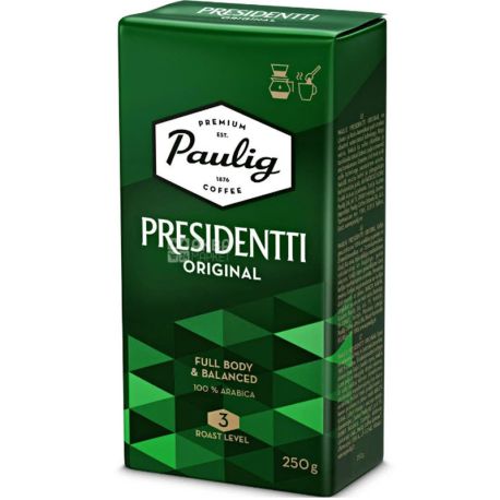 Paulig Presidentti Original, 250 г, Кава Пауліг Президент Оріджінал, середнього обсмаження, мелена
