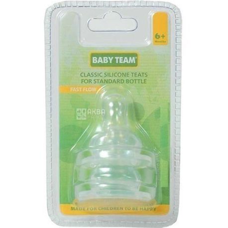 Baby Team, 2 pcs., Silicone nipple, classic, from 6 months