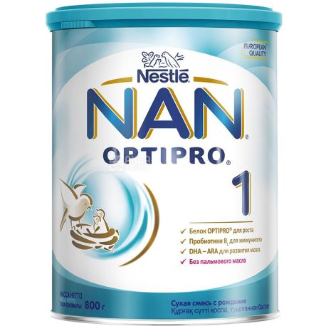 Nestle, NAN 1 Optipro, 800 г,  Нестле, Смесь сухая молочная, с рождения 