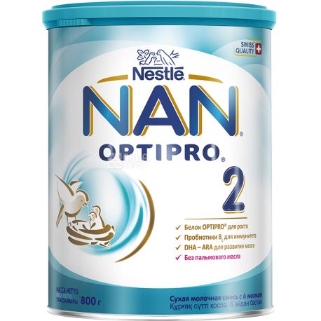Nestle NAN 2 Optipro, 800 г, Нестле, Суміш суха молочна, з 6-ти місяців