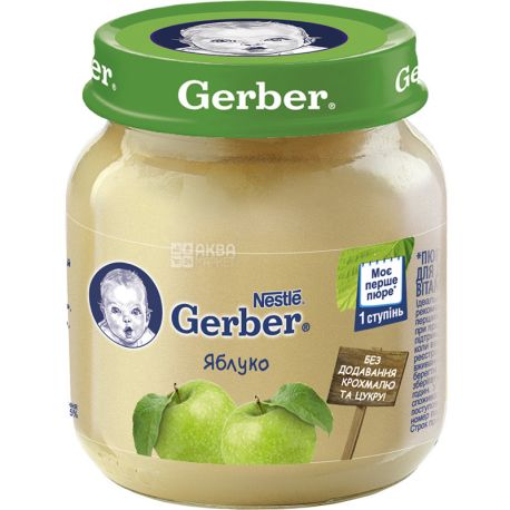 Gerber, 130 г, Гербер, Пюре фруктовое деское с 6-ти месяцев, Яблоко