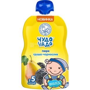 Чудо-Чадо, 90 г, Фруктовое пюре Груша-Чернослив, без сахара, с 5-ти месяцев