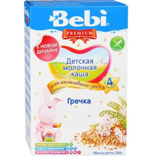 Bebi Premium, 200 г, Бебі Преміум, Молочна каша з 4 місяців, гречана