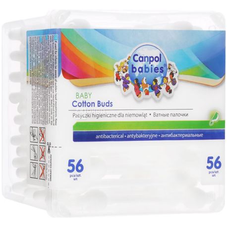 Canpol, 56 pcs., Cotton buds, children, with limiter
