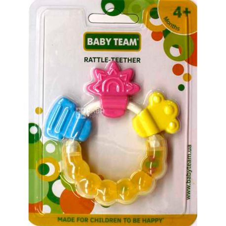 Baby Team, Baby Tim Rattle-teether, Flower, from 4 months