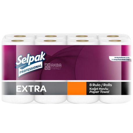 Selpak Pro, 8 рул, Селпак Про Полотенца бумажные Экстра, двухслойные