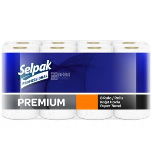 Selpak Professional Premium, 8 рул., Рушники паперові Селпак Преміум, 3-шарові, білі, 10,5 м, 80 аркушів, 131х218 мм