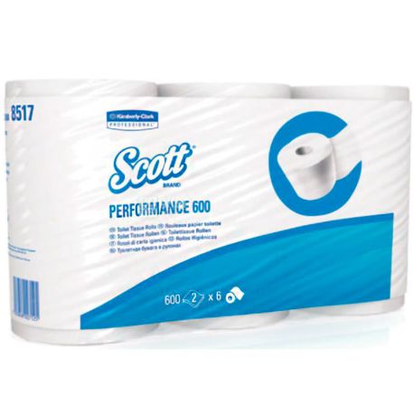 Scott Performance 600, 6 рулонів, Скотт, туалетний папір, 2-х шарова, 600 відривів