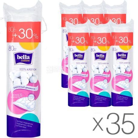 Bella, 80 шт., Белла, Ватні диски, Упаковка 35 шт.