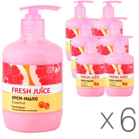 Fresh Juice Grapefruit, 460 мл, Фреш Джус, Жидкое крем-мыло Грейпфрут, Упаковка 6 шт.