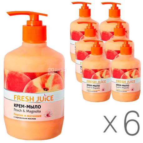 Fresh Juice Peach and Magnolia, 460 ml, Fresh Juice, Liquid Peach and Magnolia Cream Soap, Pack of 6