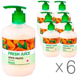 Fresh Juice Almond, 460 мл, Упаковка 6 шт., крем-мыло Фреш Джус, Миндаль, с дозатором