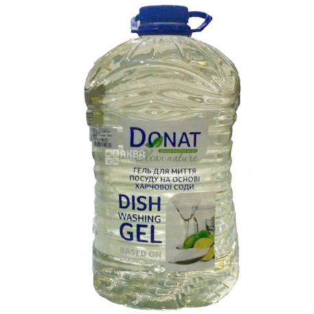 Donat, Clean Nature, 5 л, Донат, Гель для миття посуду на основі харчової соди