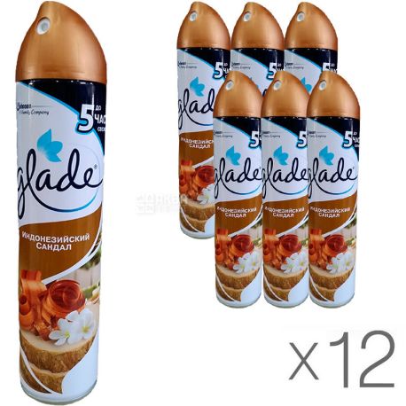 Glade, 300 мл, Упаковка 12 шт., Индонезийский сандал, Освежитель воздуха