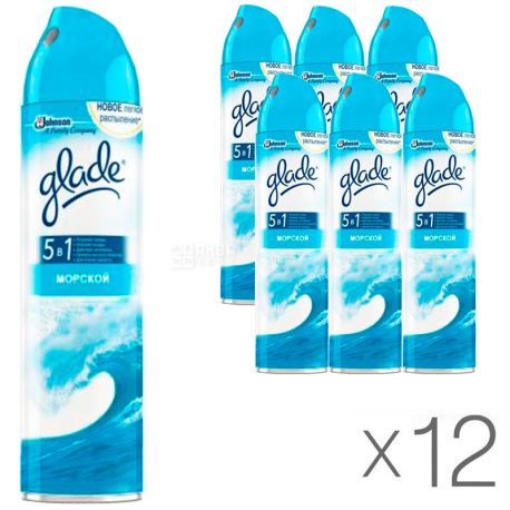 Glade, 300 ml, Pack of 12 units, Air freshener, Marine, aerosol