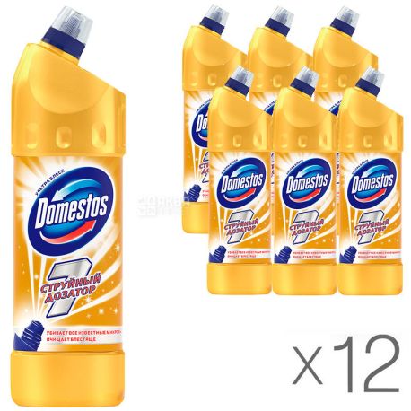 Domestos, Ультра Блиск, 1 л, Упаковка 12 шт., Доместос, Засіб для чищення унітазу