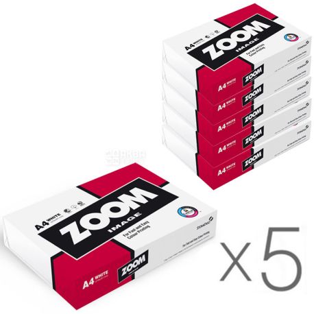 Zoom Image, упаковка 5 шт., 500 л, Папір А4, клас А+, 80 г/м2