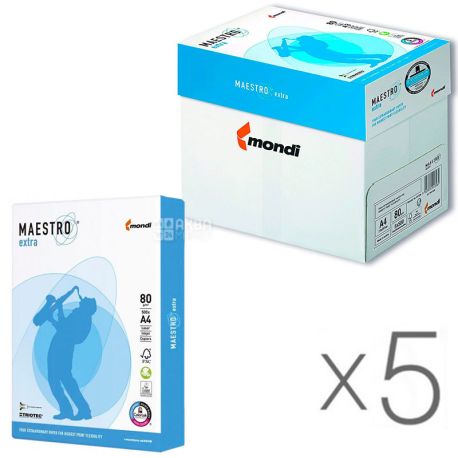 Maestro Extra, упаковка 5 шт., 500 л, Папір А4, клас А, 80 г / м2